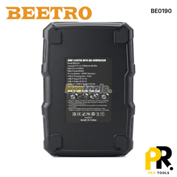 COMPRESSEUR AUTO AVEC BOOSTER BATTERIE 27000MAH BEETRO [BE0190] جهاز نفخ متعدد الوظائف