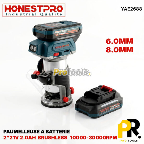 PAUMELLEUSE A BATTERIE 21V 2.0AH 6.0MM-8.0MM BRUSHLESS HONESTPRO [YAE2688] آلة حفر مفاصل الأبواب
