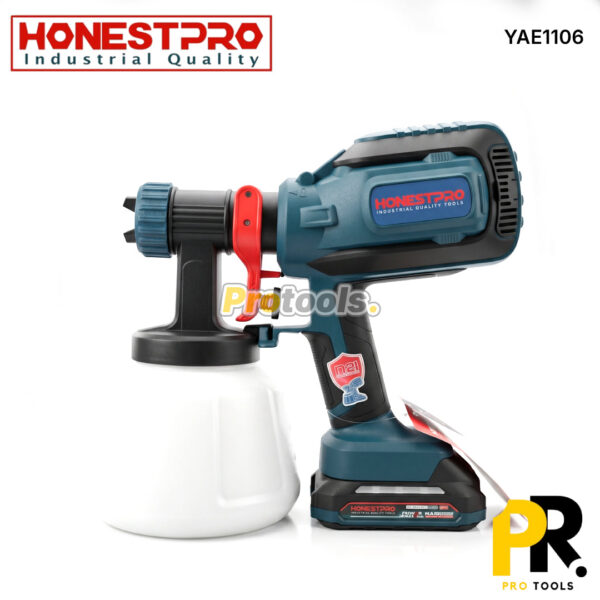 PISTOLET PEINTURE A BATTERIE 21V 2.0AH 1200ML 650ML/MIN HONESTPRO [YAE1106] مسدس رش الطلاء اللاسلكي