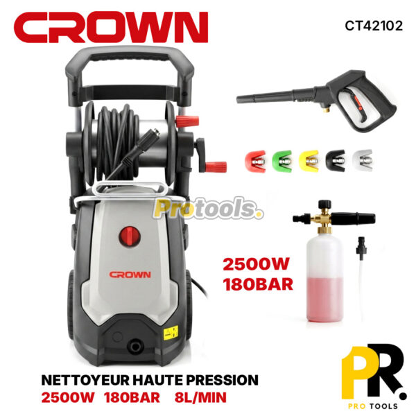 NETTOYEUR HAUTE PRESSION 2500W 180BAR CROWN [CT42102] جهاز التنظيف بالضغط العالي