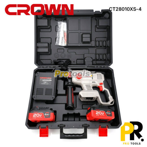 MARTEAU PERFORATEUR A BATTERIE 20V 4.0AH 18MM 1.7J BRUSHLESS CROWN [CT28010XS] مطرقة ثاقبة لاسلكية