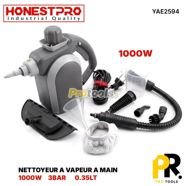 NETTOYEUR A VAPEUR A MAIN 1000W 3BAR HONESTPRO [YAE2594] جهاز تنظيف بالبخار كهربائي