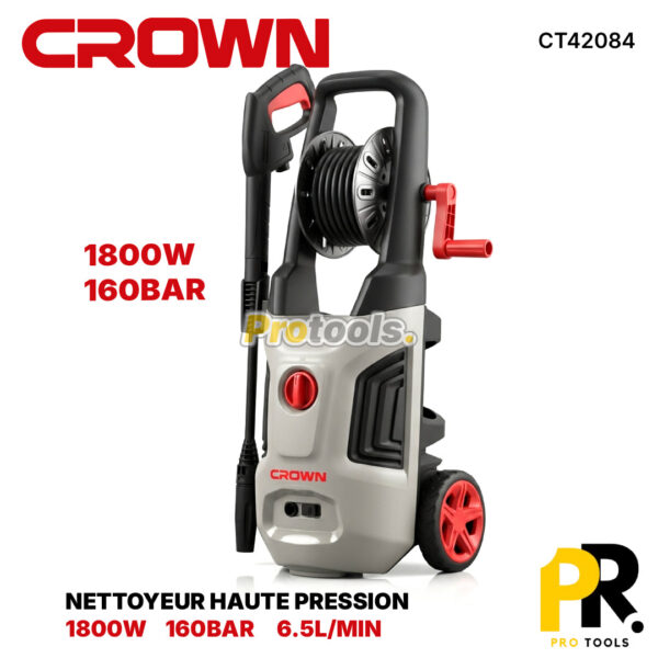 NETTOYEUR HAUTE PRESSION 1800W 160BAR 6.5L/MIN CROWN [CT42084] جهاز التنظيف بالضغط العالي